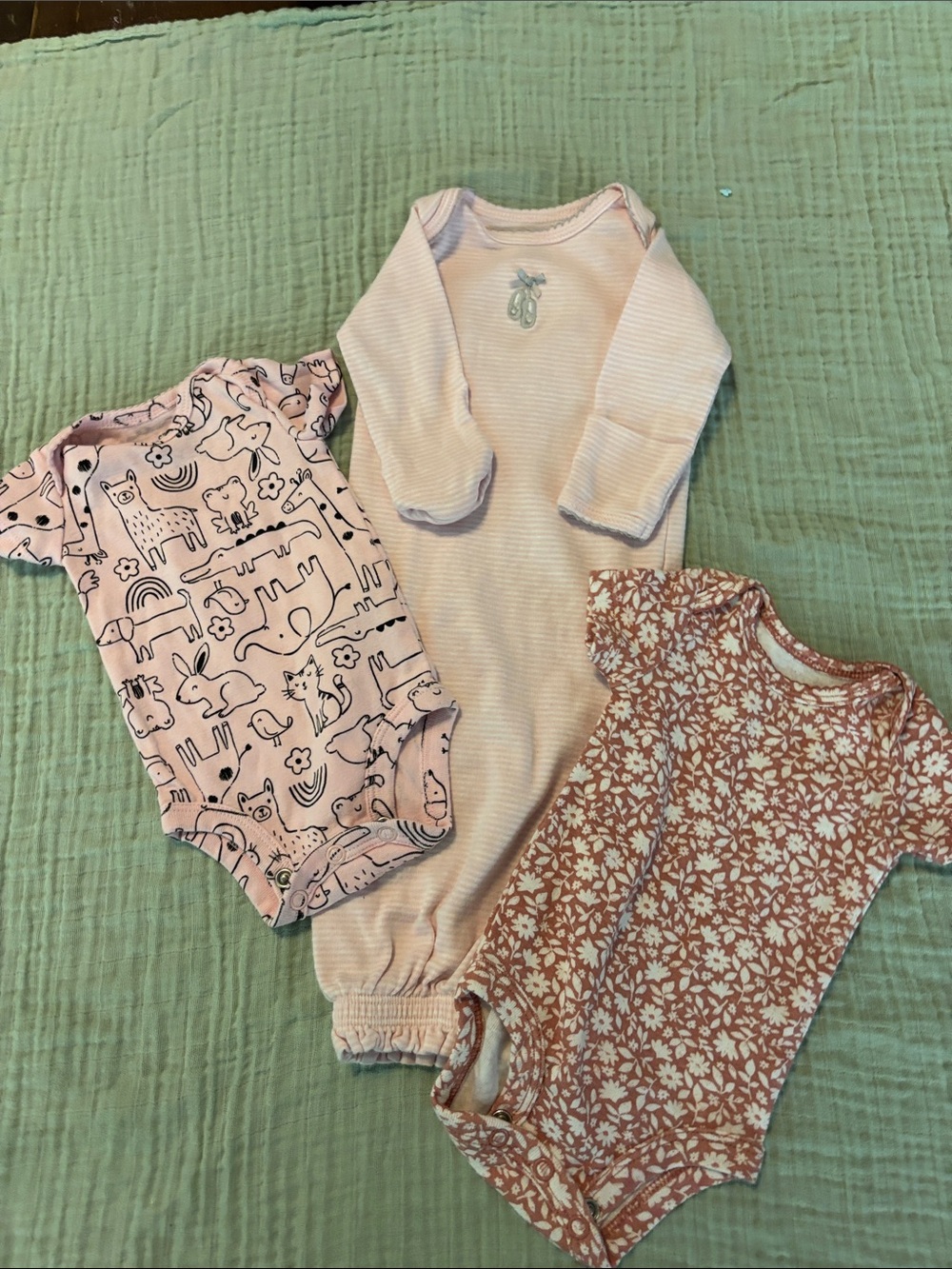 Carter's Pink, Light Pink & Rust Floral Baby One-Piece Bodysuits - Set of 3